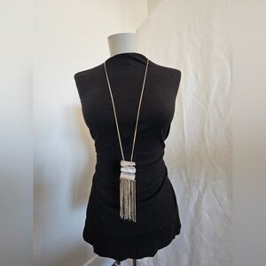 Elegant Bohemian Gold Tone Shell And Fringe Neclace 36" Chain